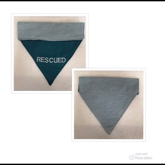 HANDMADE DOG BANDANA EMBROIDERED RESCUED PERSONALIZED AVAILABLE SLIP ON NO TIES - Picture 4 of 7